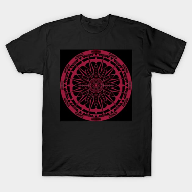 Red round Mandala Pattern T-Shirt by busines_night